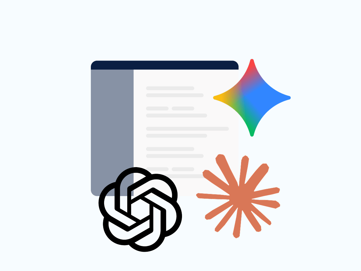 An illustration featuring a document with text, accompanied by a colourful spark and two distinct symbols: a spiral design and a starburst, representing creativity and innovation in a digital context.